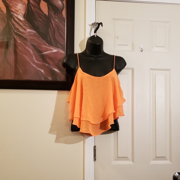 True Light Double Flared Orange Tank, Size Large - Picture 2 of 6